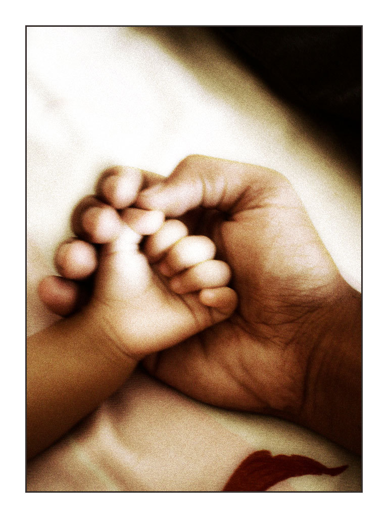 Father and daughter hand